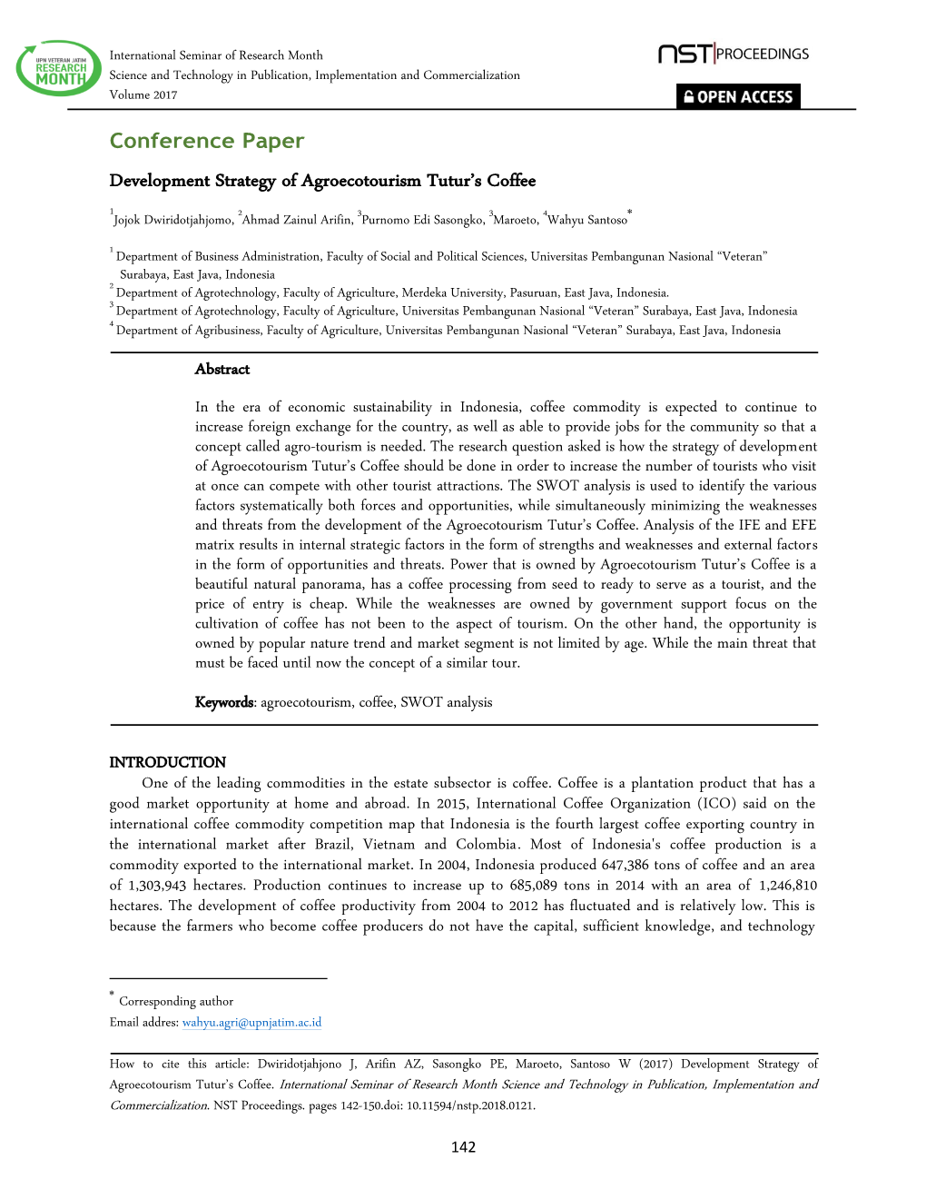 Development Strategy of Agroecotourism Tutur's Coffee