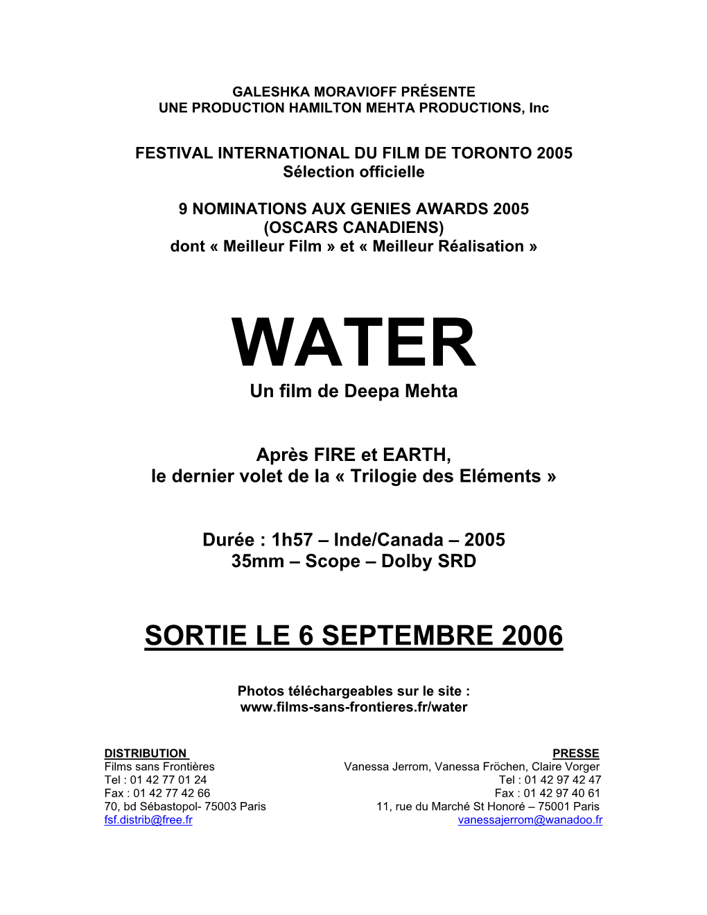 Sortie Le 6 Septembre 2006