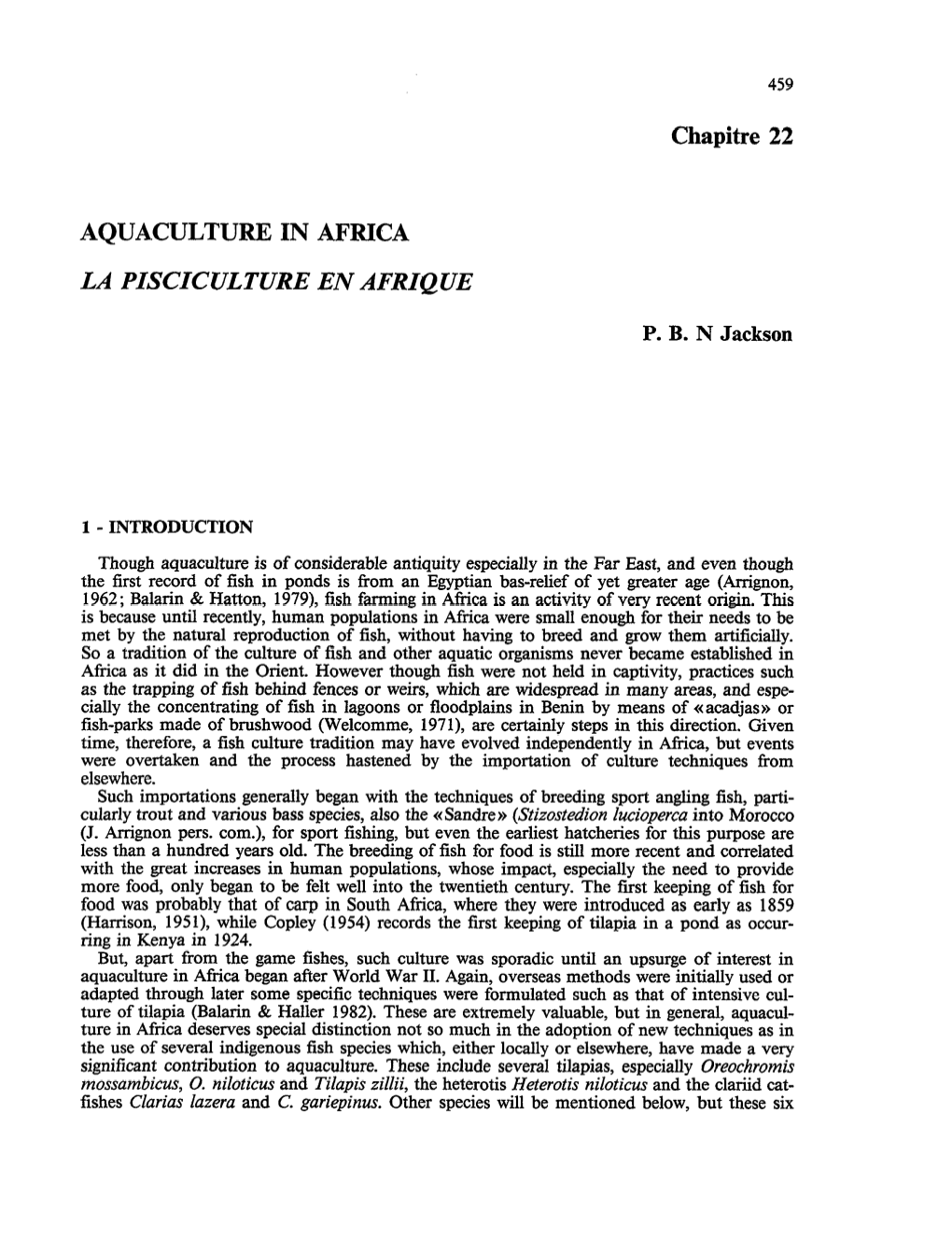 Aquaculture in Africa = La Pisciculture En Afrique