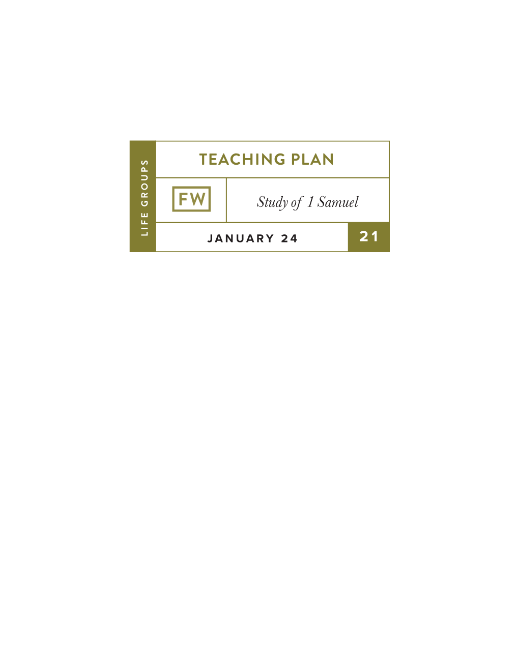 TEACHING PLAN Study of 1 Samuel