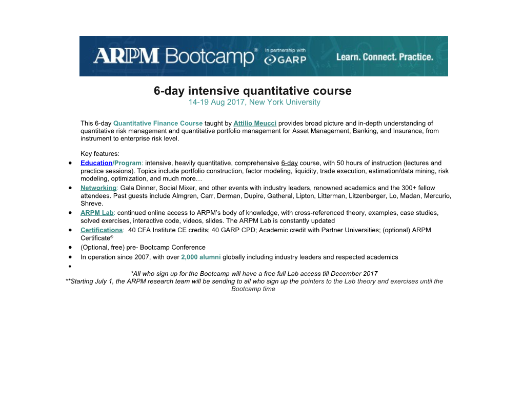 Advanced Risk and Portfolio Management Bootcamp