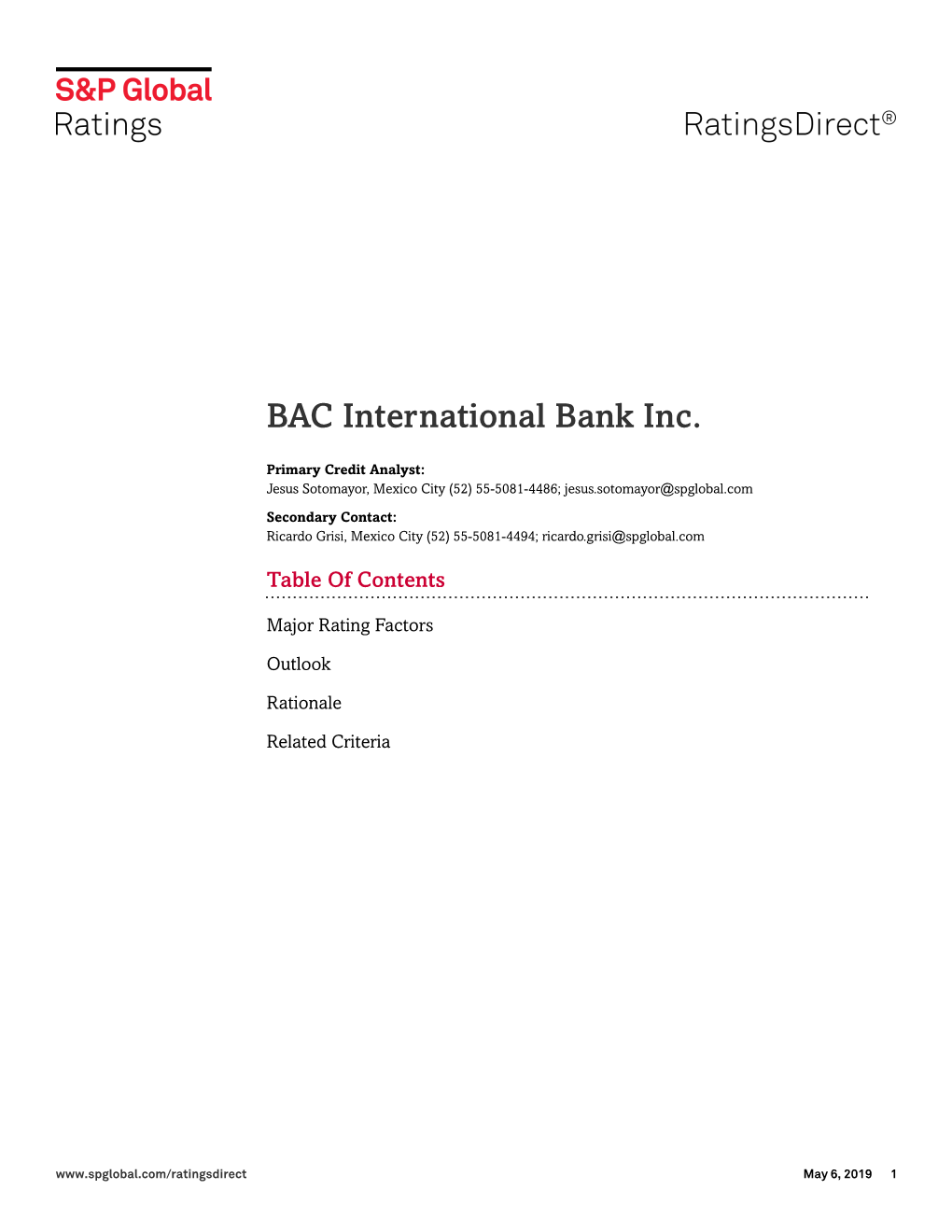 BAC International Bank Inc