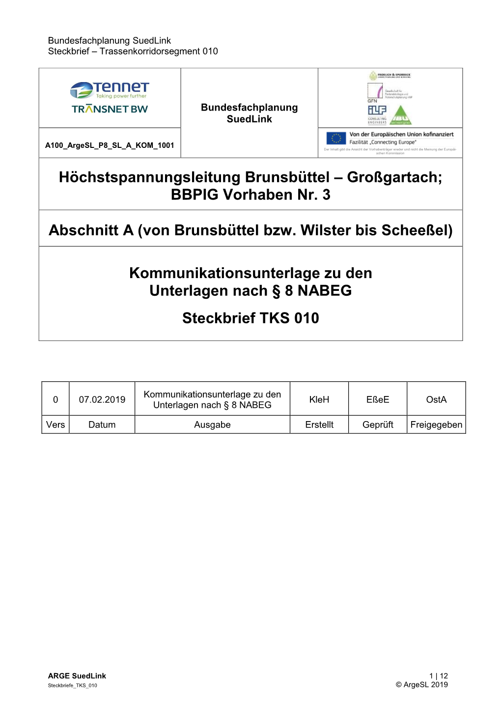 Steckbrief Trassenkorridorsegment (Tks) 10