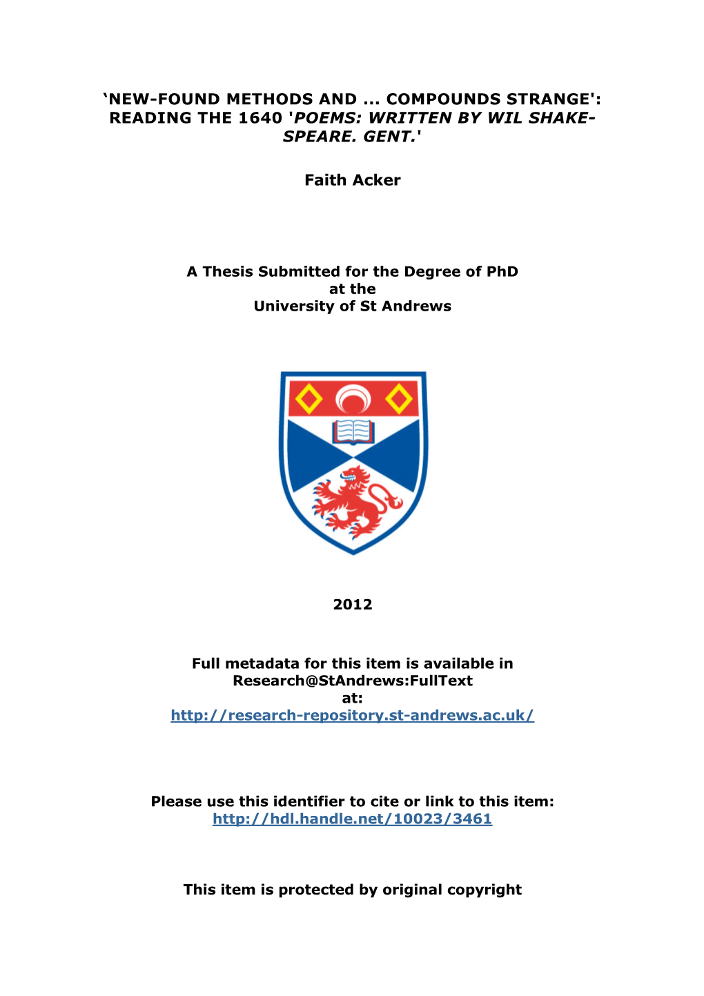 Faith Acker Phd Thesis (Appendix II Embargoed)