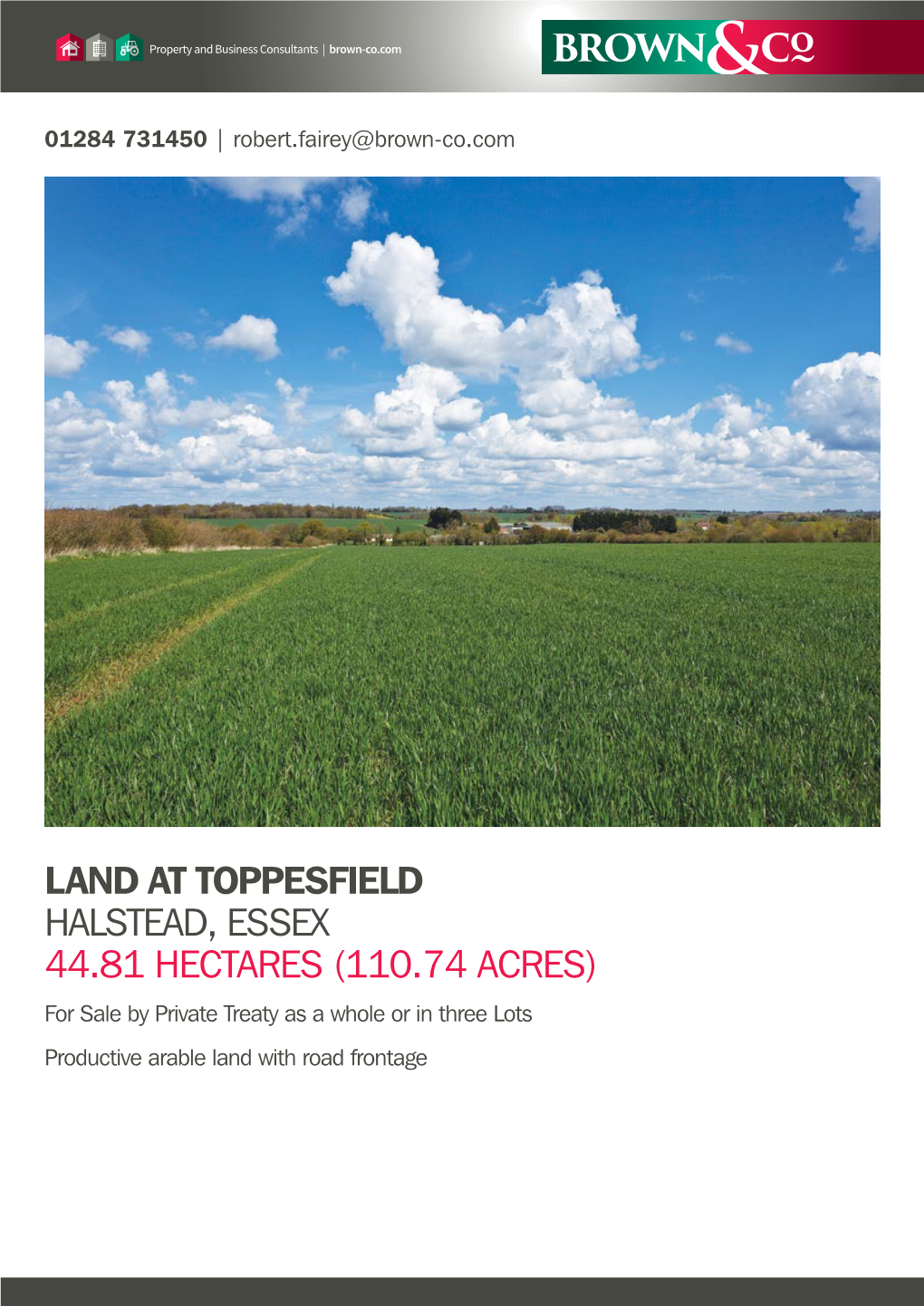 Land at Toppesfield Halstead, Essex 44.81 Hectares (110.74 Acres)