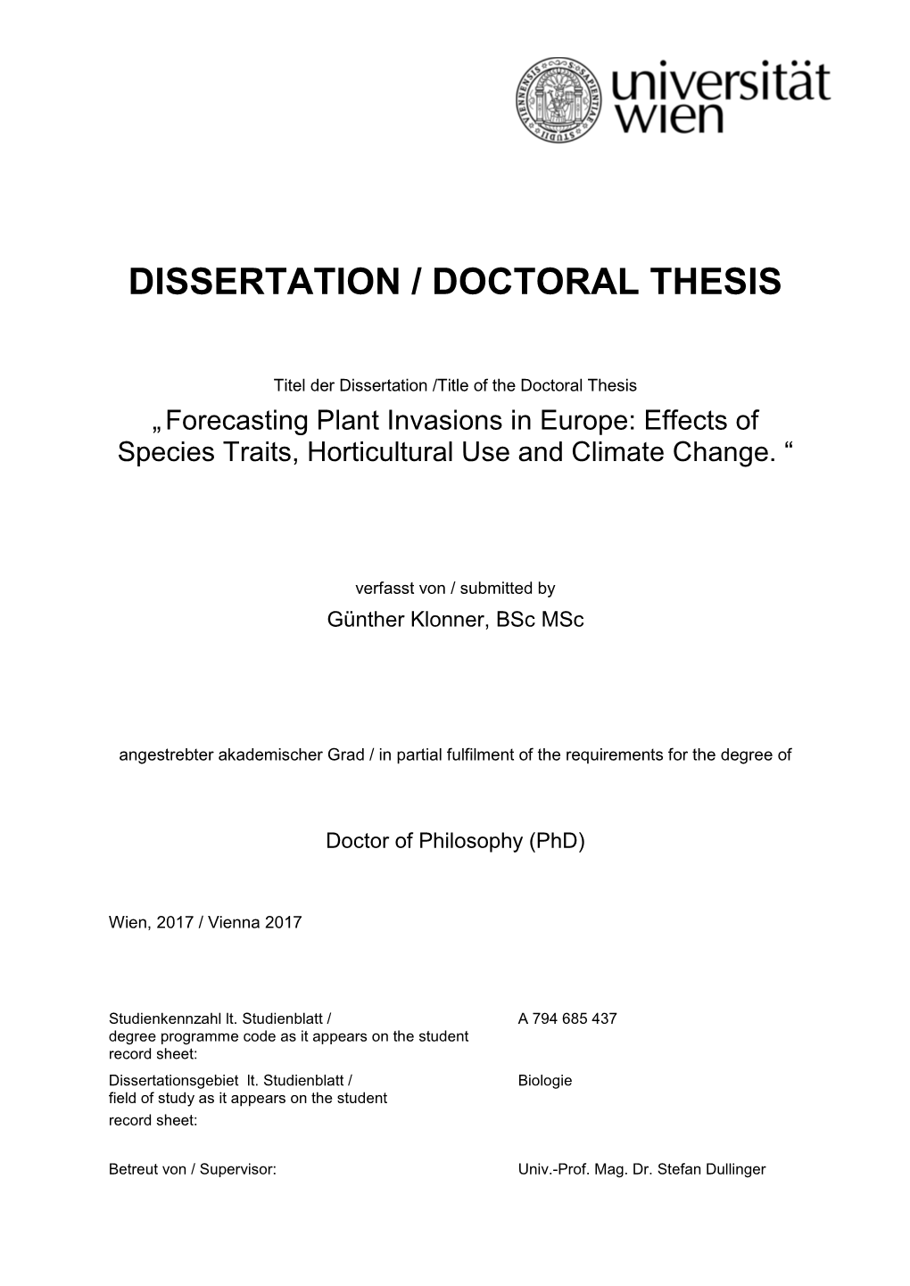 Dissertation / Doctoral Thesis