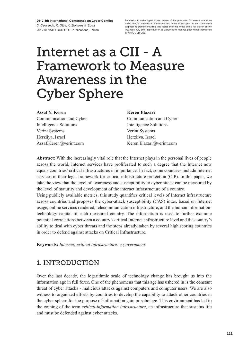 Internet As a CII - a Framework to Measure Awareness in the Cyber Sphere