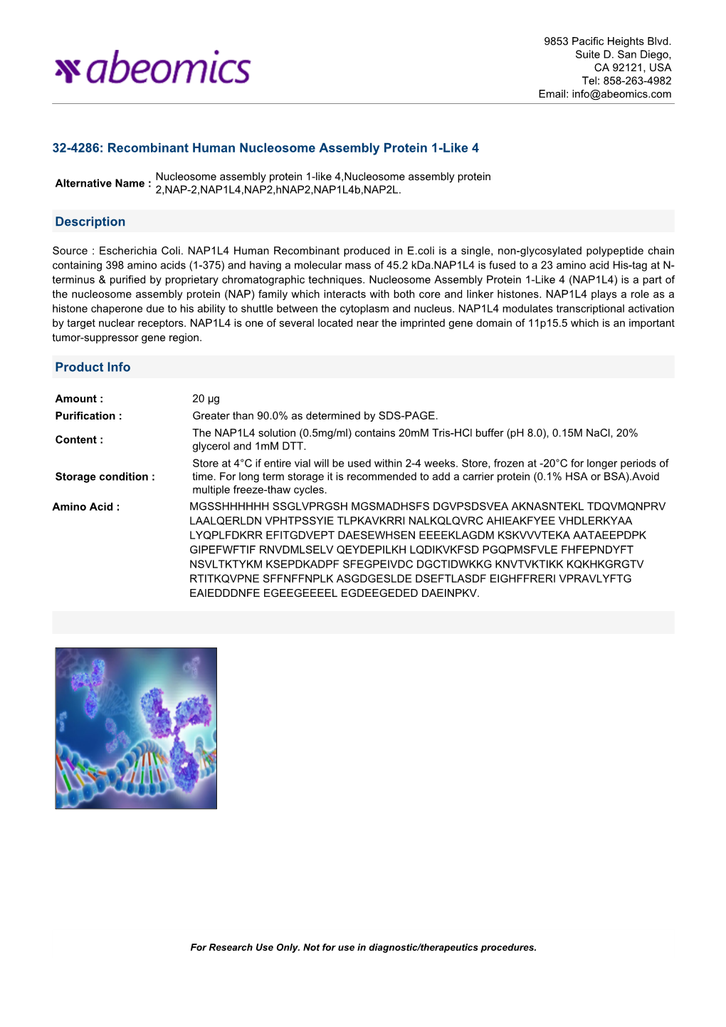 Recombinant Human Nucleosome Assembly Protein 1-Like 4