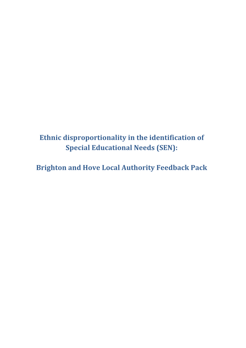 Brighton and Hove Local Authority Feedback Pack