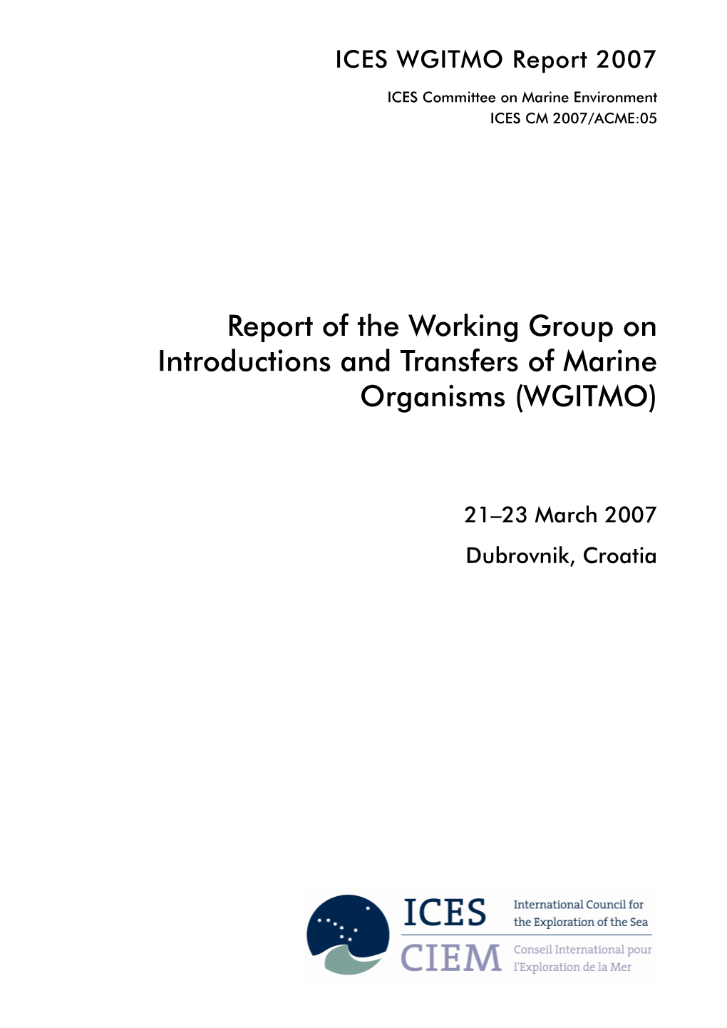 WGITMO Report 2007