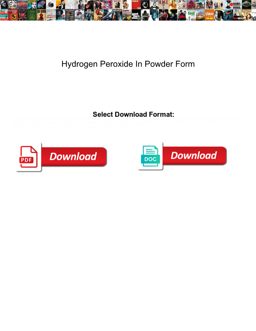 Hydrogen Peroxide in Powder Form
