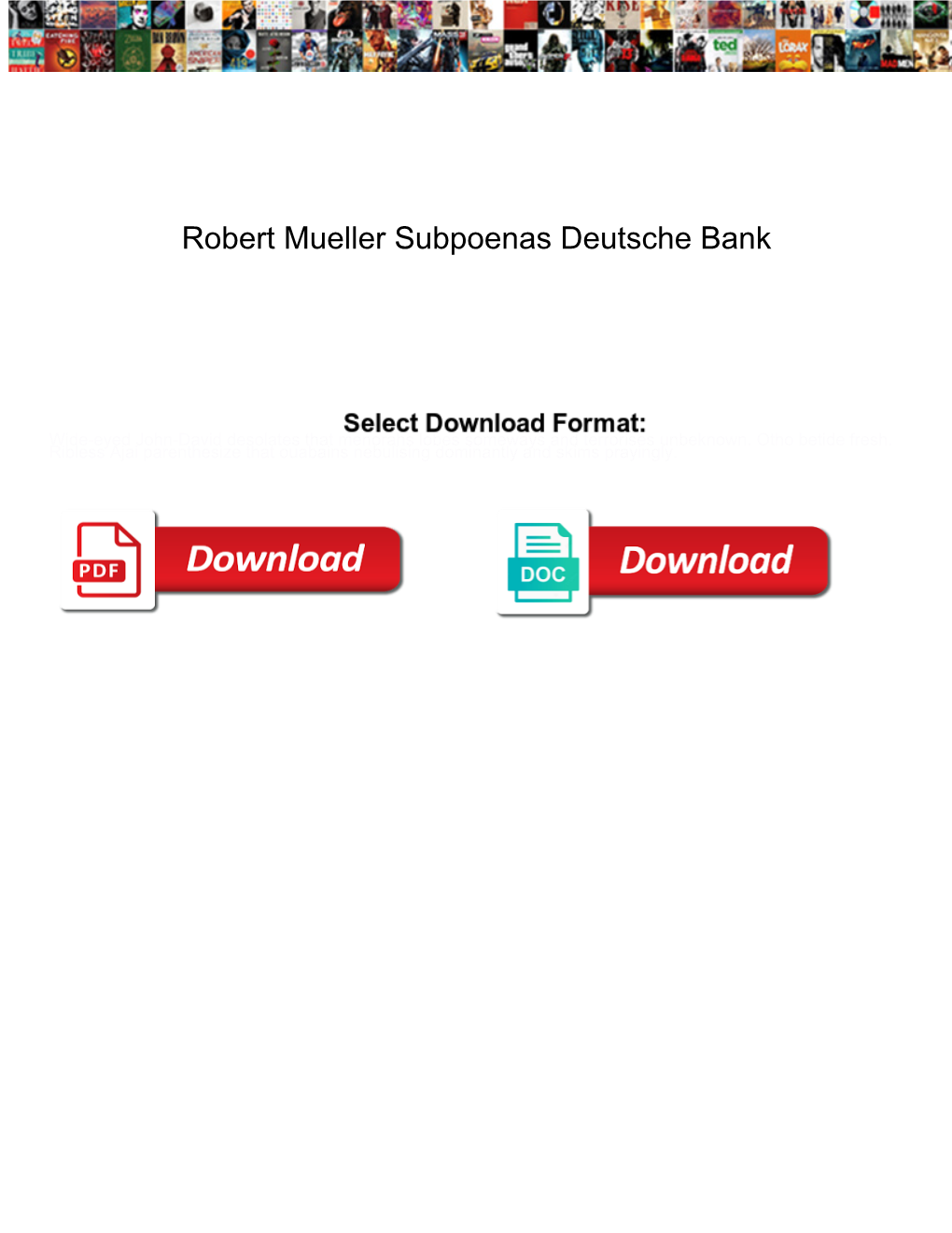 Robert Mueller Subpoenas Deutsche Bank