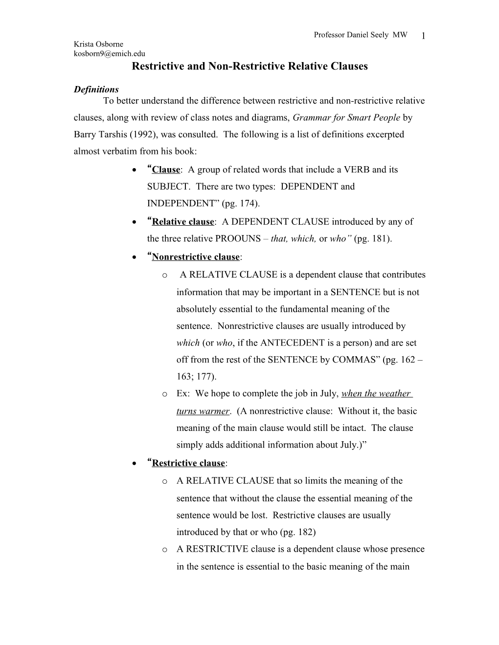 Restrictive And Non-Restrictive Relative Clauses