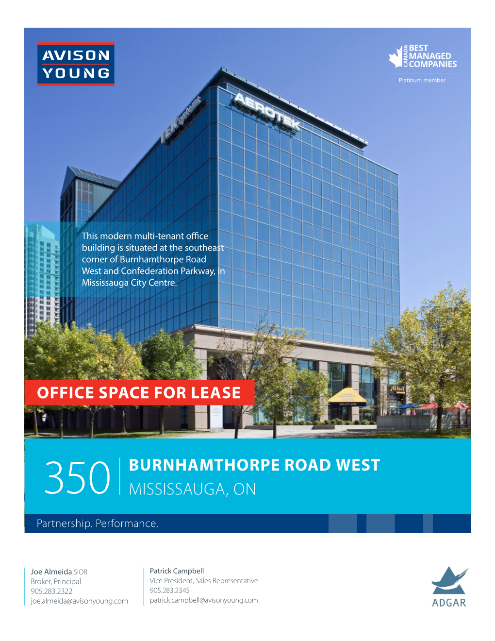 350 Burnhamthorpe Road West Mississauga, on Office Space for Lease