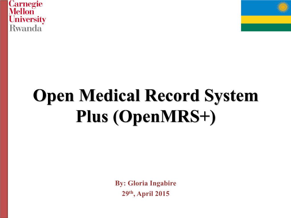 Openmrs for Non-Communicable Diseases