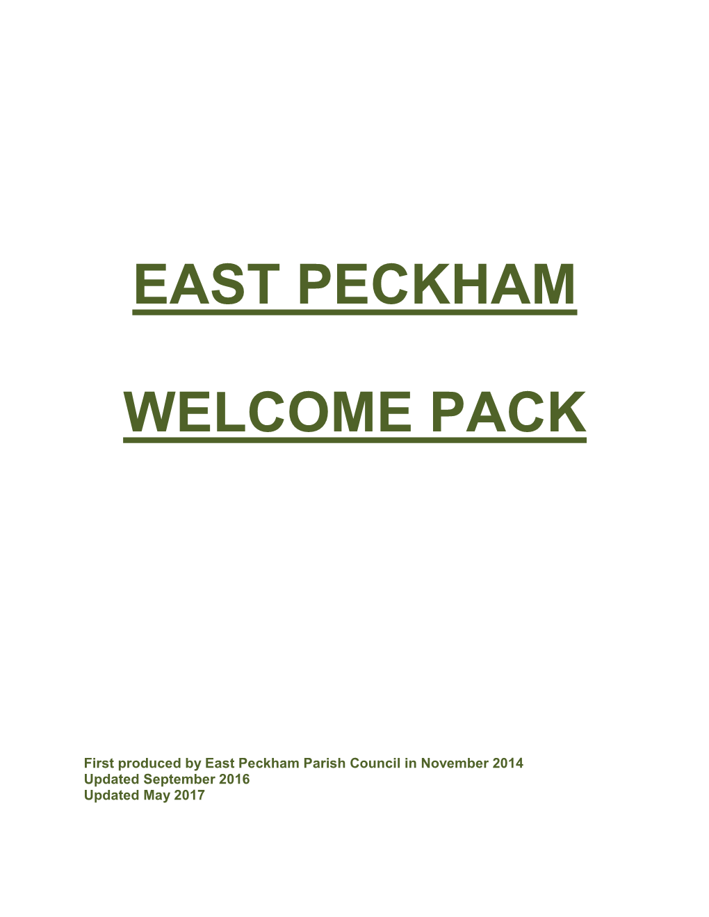 East Peckham Welcome Pack