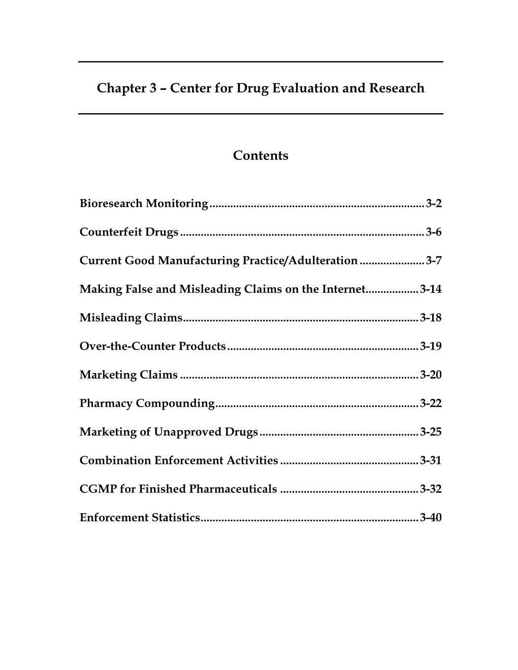Chapter 3: Center for Drug Evaluation and Research (CDER)