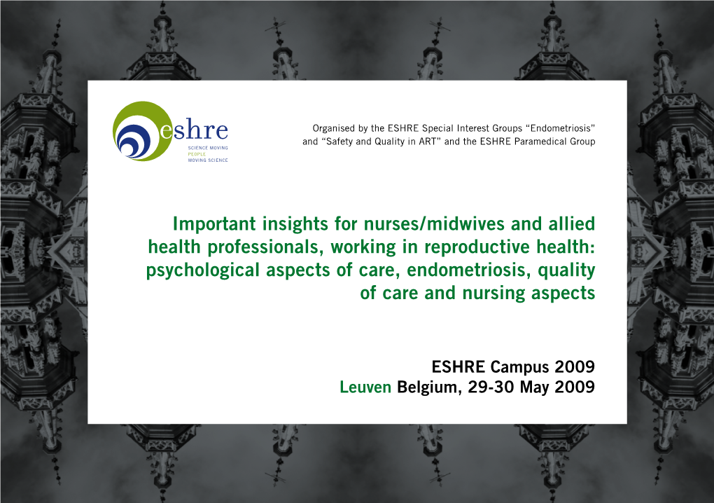 Important Insights for Nurses / Midwives and Allied Health Professionals, Working in Reproductive Health: Psychological Aspects