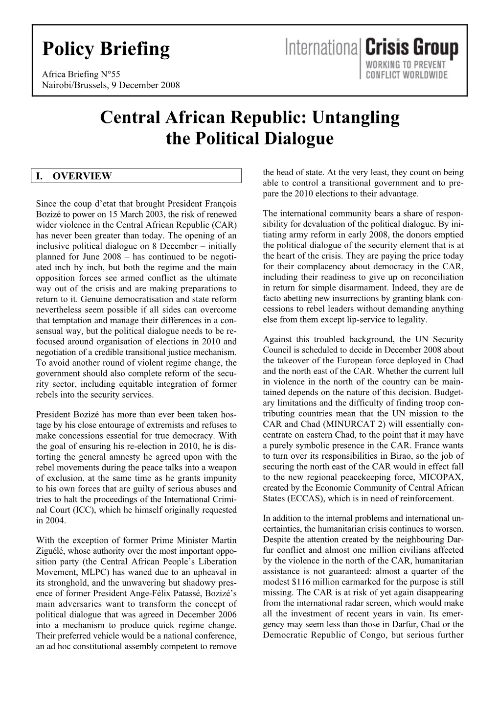 Central African Republic: Untangling the Political Dialogue