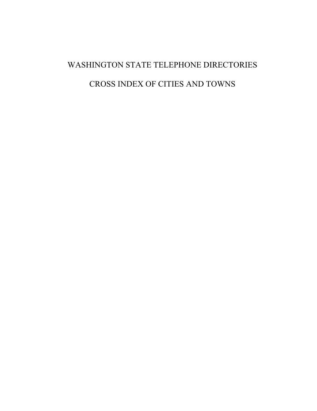 Washington State Telephone Directories