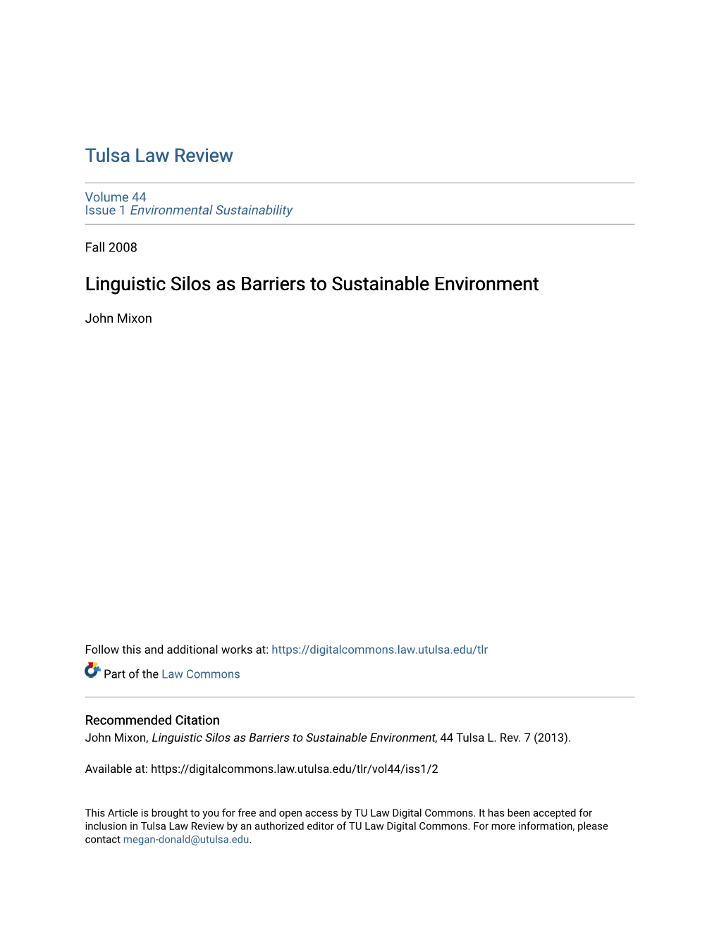 Linguistic Silos As Barriers to Sustainable Environment