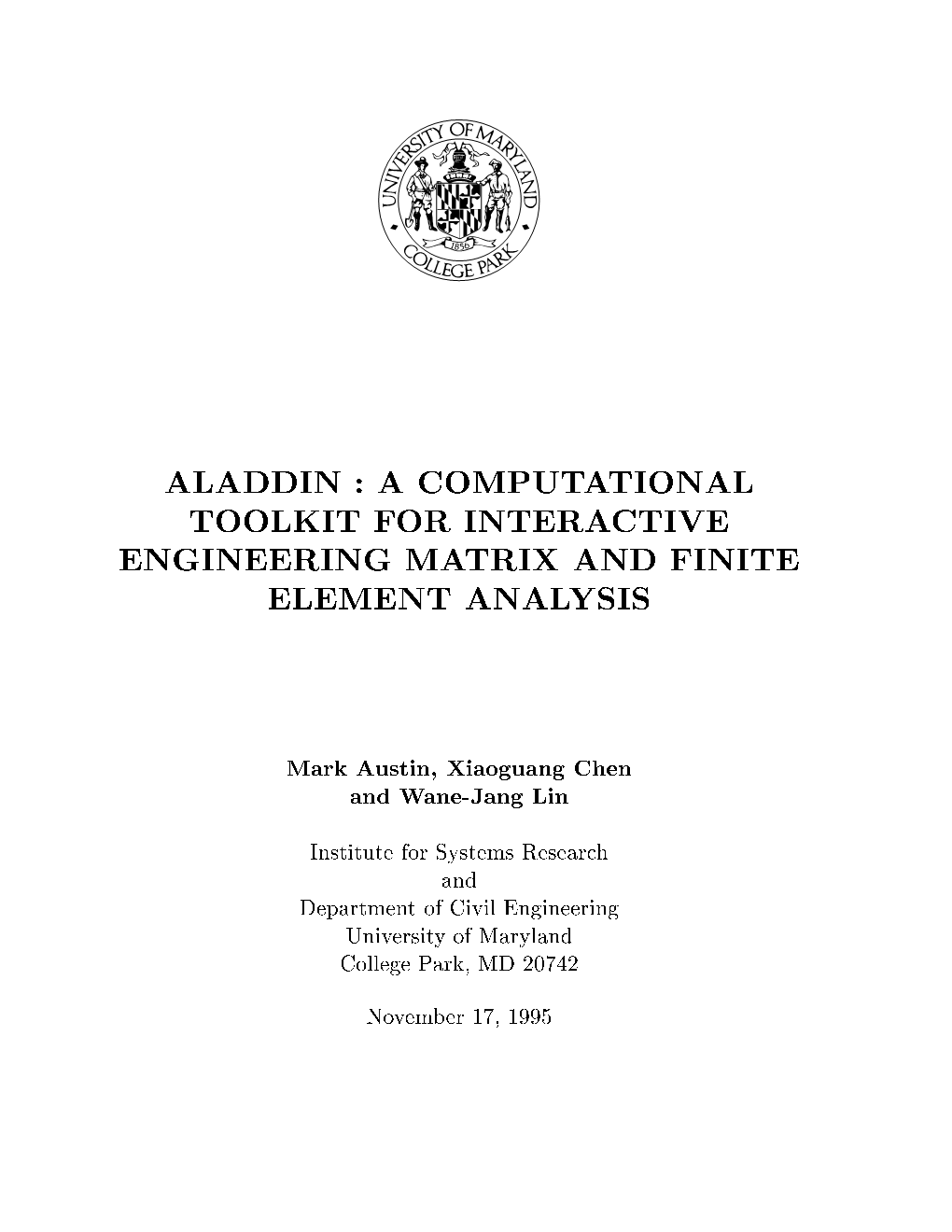 Aladdin : a Computational Toolkit for Interactive Engineering Matrix And
