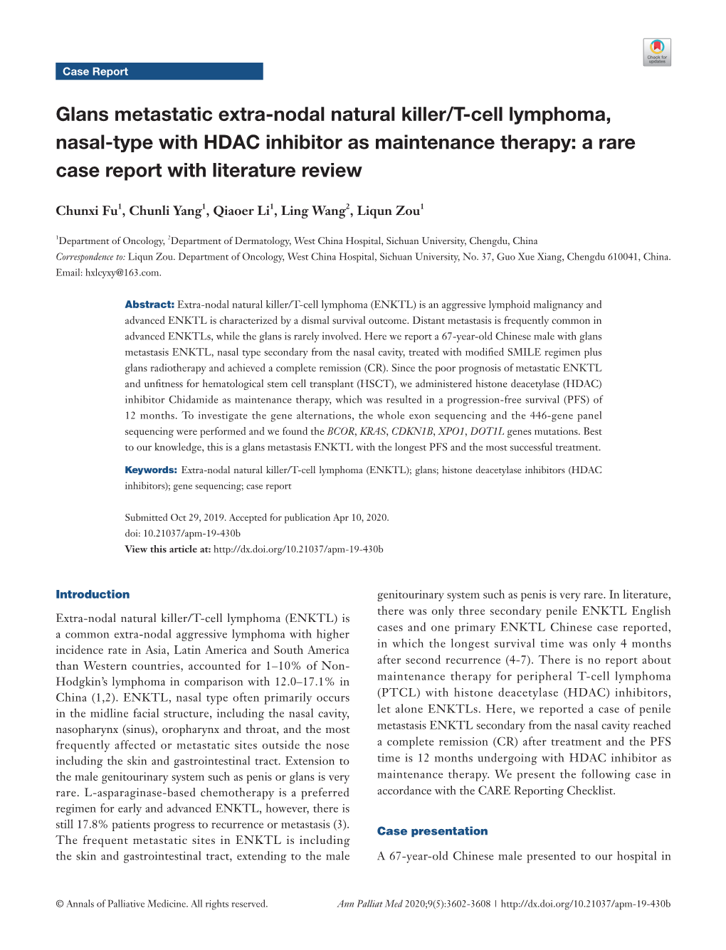 Glans Metastatic Extra-Nodal Natural Killer/T-Cell Lymphoma, Nasal-Type with HDAC Inhibitor As Maintenance Therapy: a Rare Case Report with Literature Review