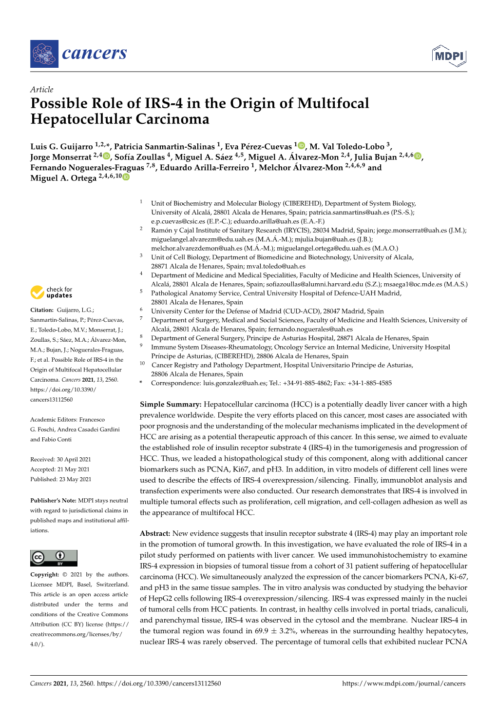 Possible Role of IRS-4 in the Origin of Multifocal Hepatocellular Carcinoma