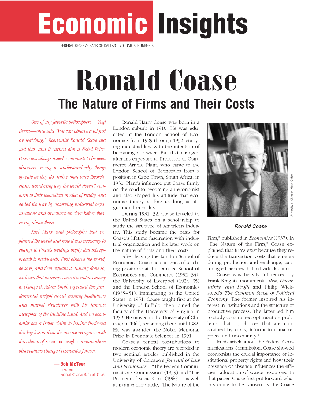 Ronald Coase the Nature of Firms and Their Costs