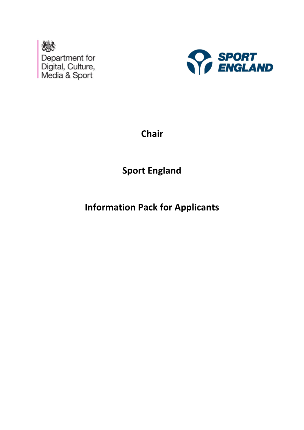 Chair Sport England Information Pack for Applicants