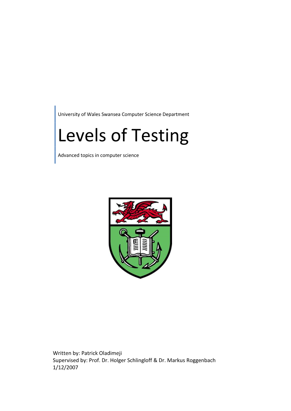 Levels of Testing