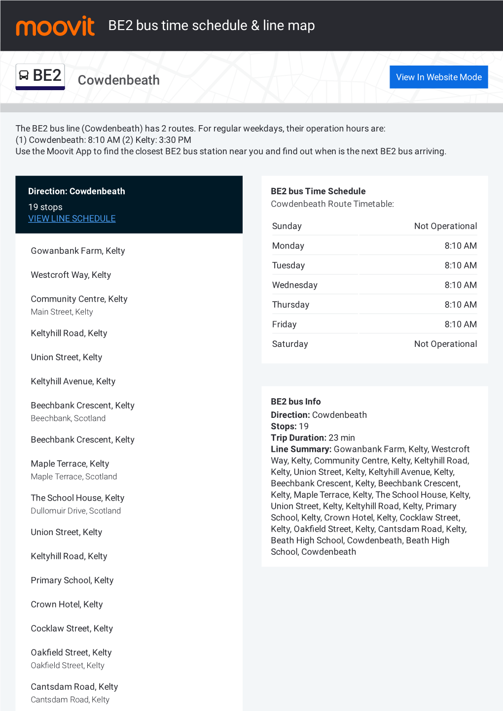 BE2 Bus Time Schedule & Line Route