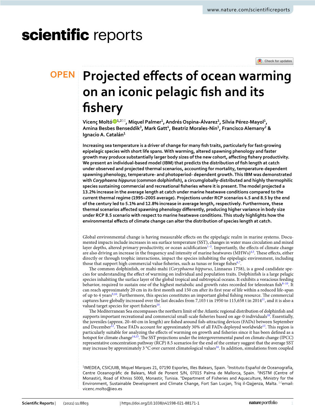 Projected Effects of Ocean Warming on an Iconic Pelagic Fish and Its Fishery