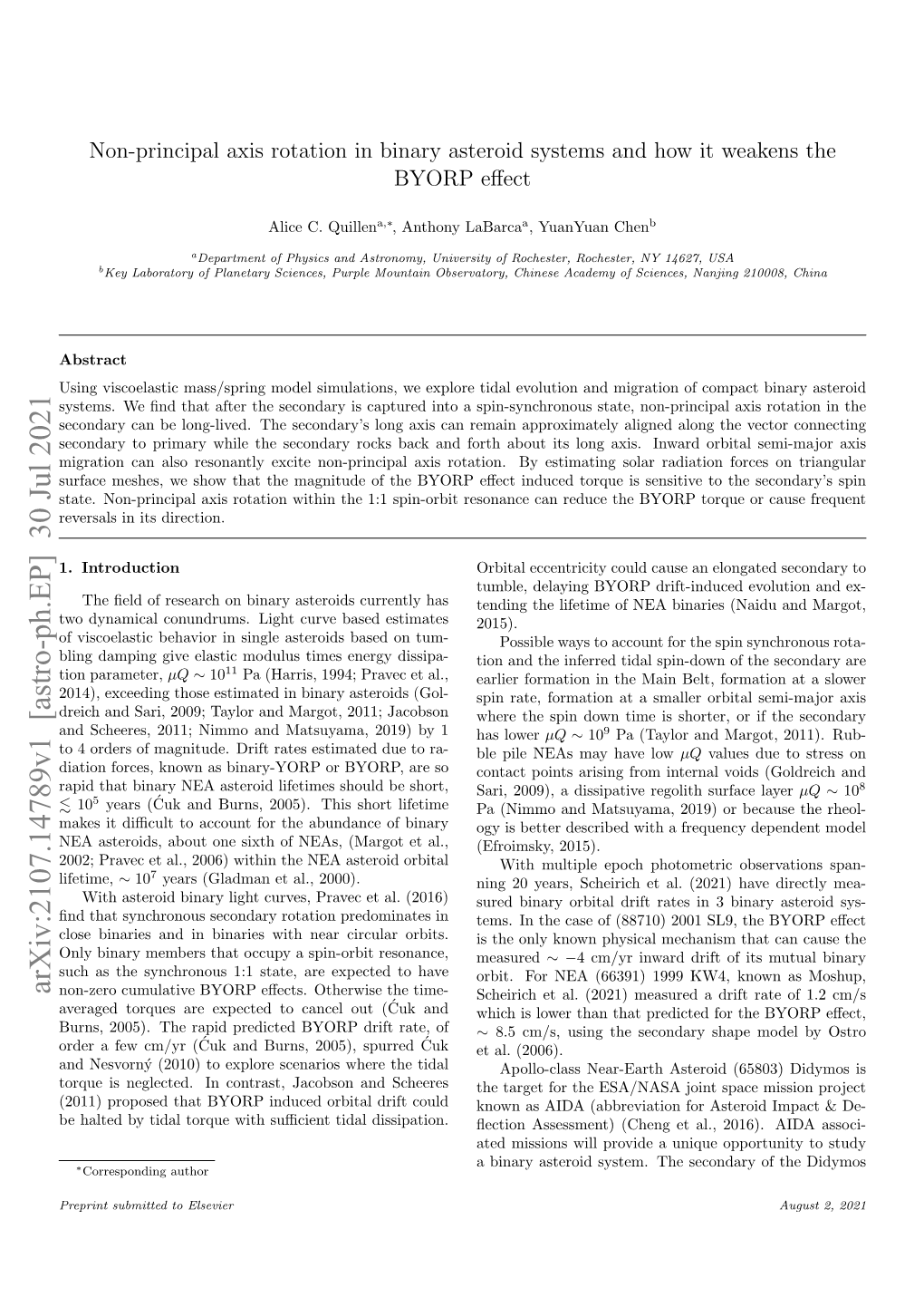 Non-Principal Axis Rotation in Binary Asteroid Systems and How It Weakens the BYORP Eﬀect