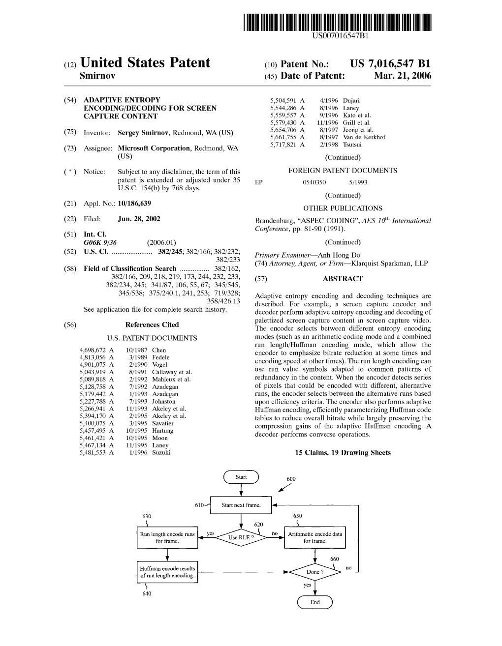 (12) United States Patent (10) Patent No.: US 7,016,547 B1 Smirnov (45) Date of Patent: Mar