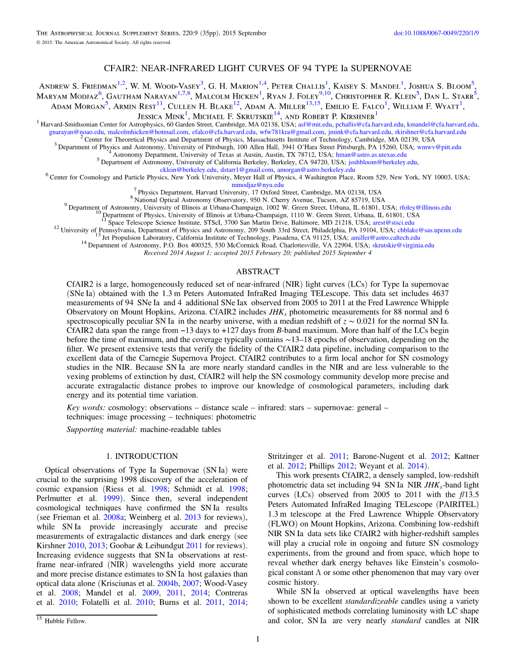 NEAR-INFRARED LIGHT CURVES of 94 TYPE Ia SUPERNOVAE