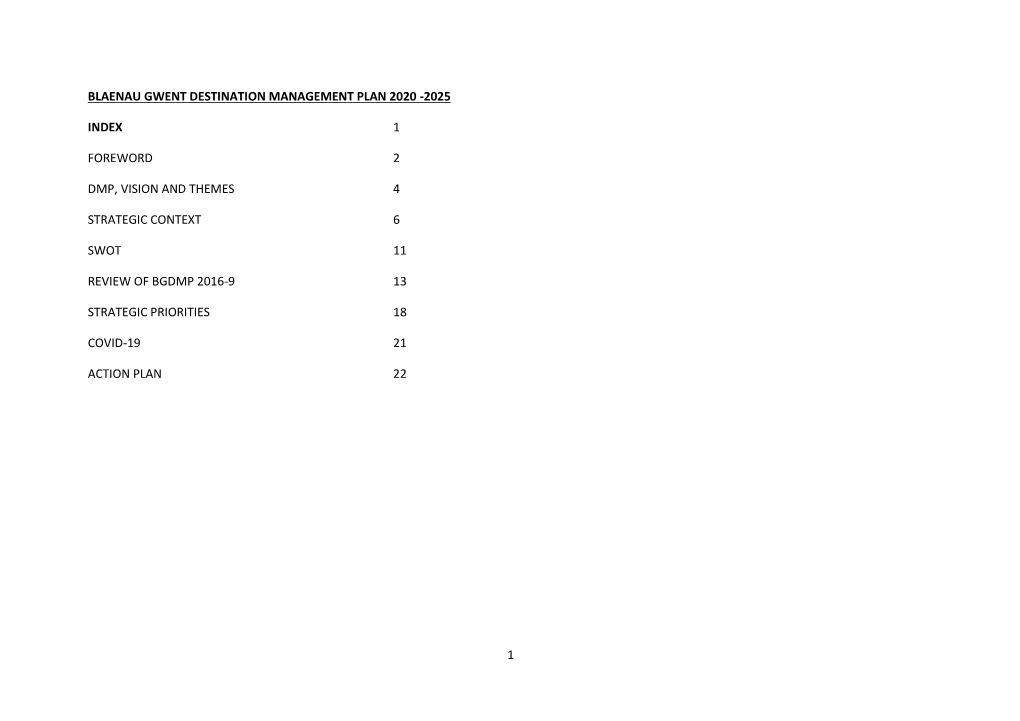 1 Blaenau Gwent Destination Management Plan 2020 -2025