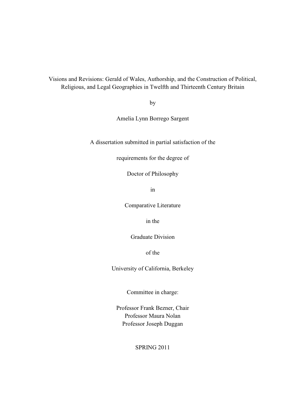 Gerald of Wales, Authorship, and the Construction of Political, Religious, and Legal Geographies in Twelfth and Thirteenth Century Britain