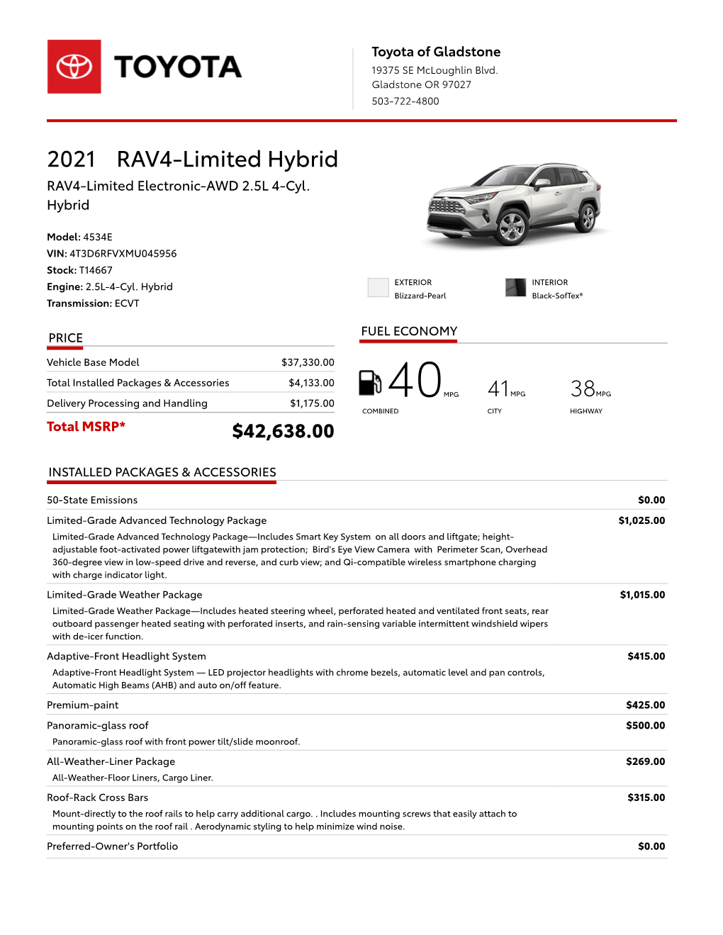 2021 RAV4-Limited Hybrid RAV4-Limited Electronic-AWD 2.5L 4-Cyl