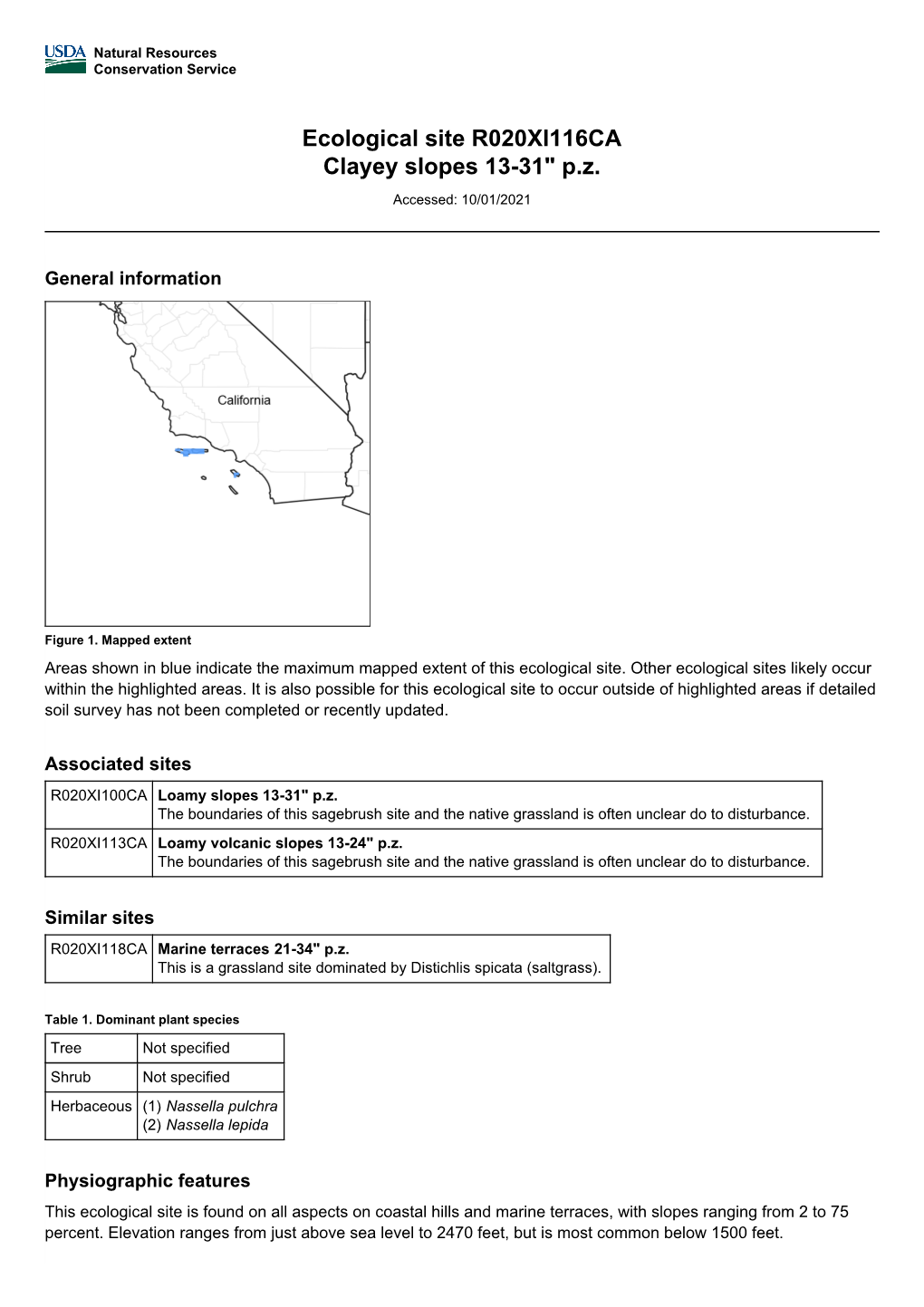 Ecological Site R020XI116CA Clayey Slopes 13-31" P.Z