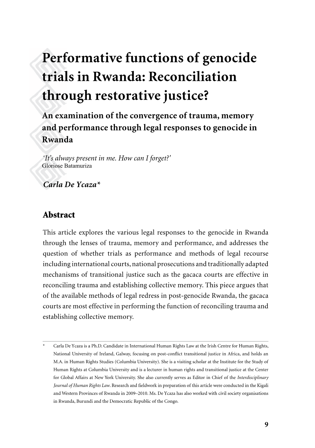 Performative Functions of Genocide Trials in Rwanda