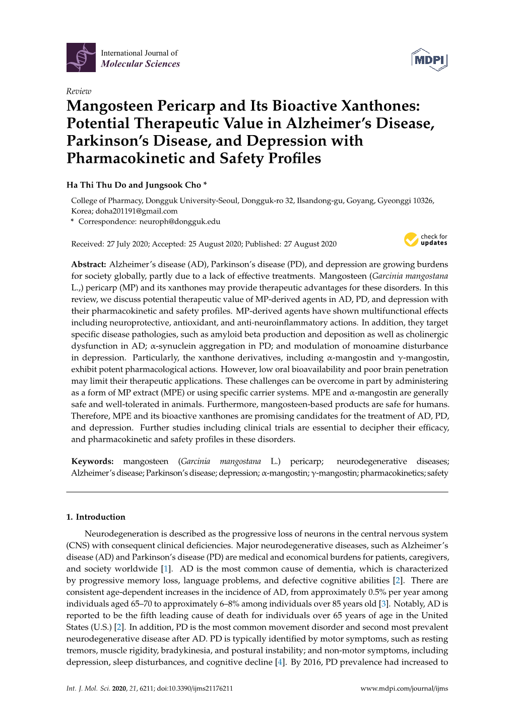 Mangosteen Pericarp and Its Bioactive Xanthones