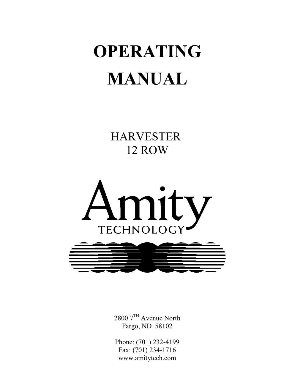 Harvester 12 Row Operator's Manual