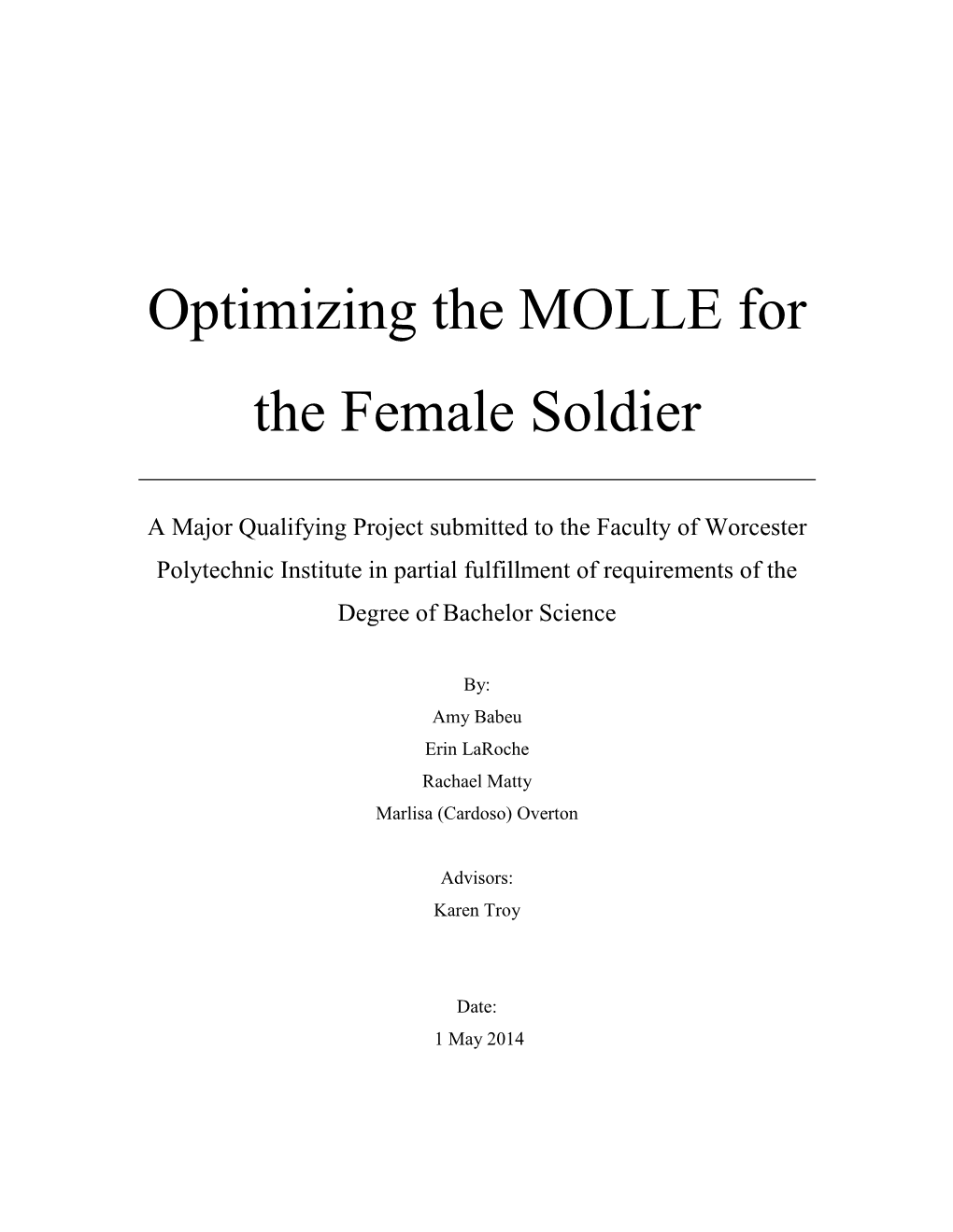 Optimizing the MOLLE for the Female Soldier