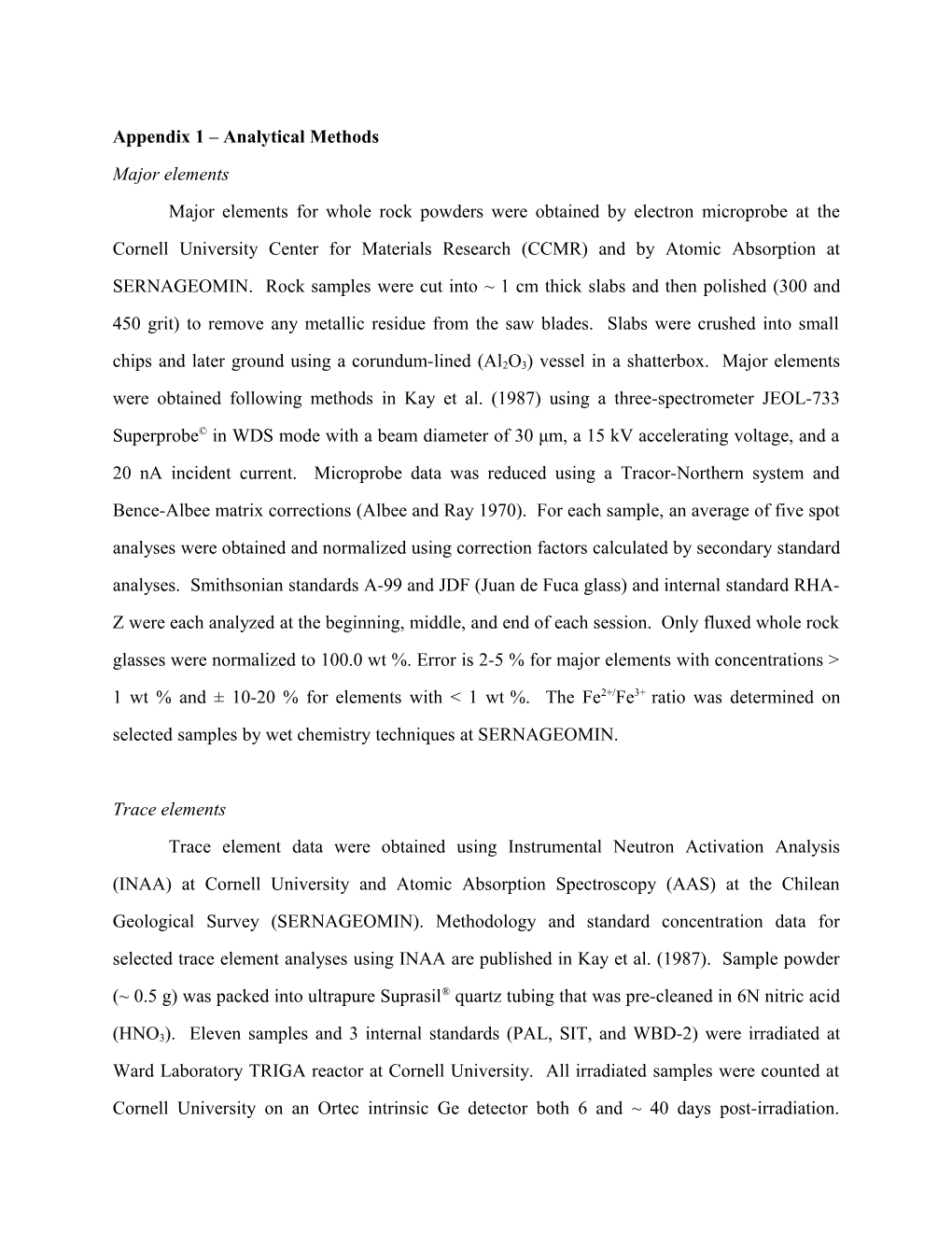 Appendix 1 Analytical Methods