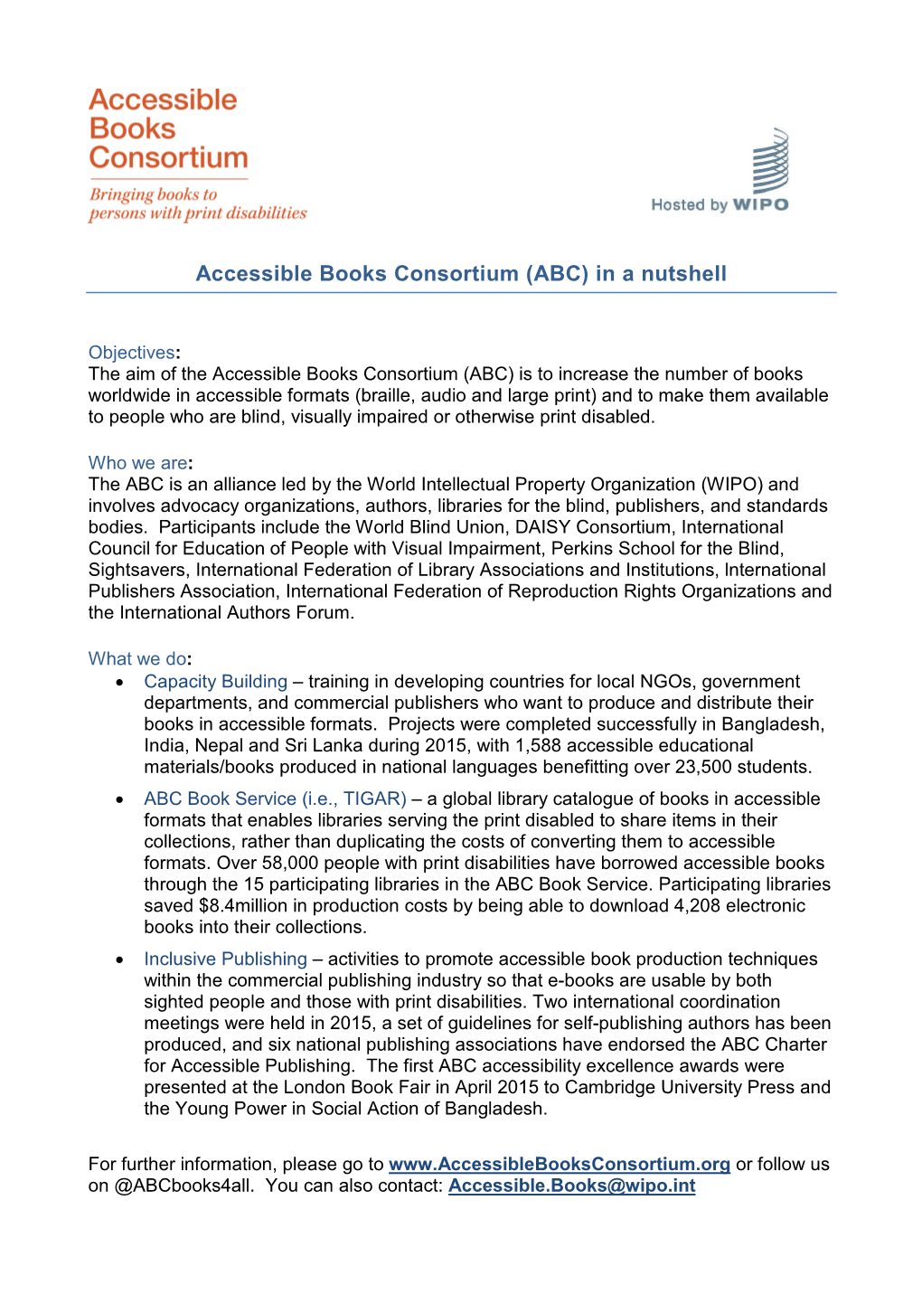 Accessible Books Consortium (ABC) in a Nutshell