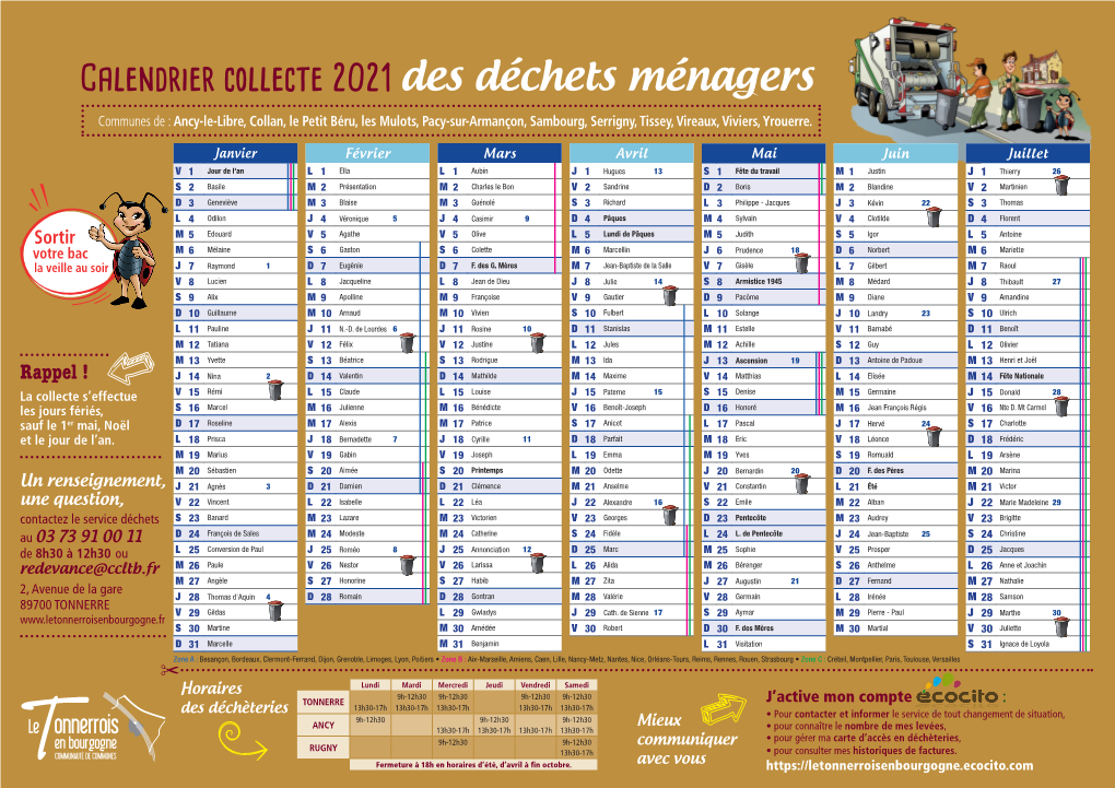 Calendrier Collecte 2021 Des Déchets Ménagers