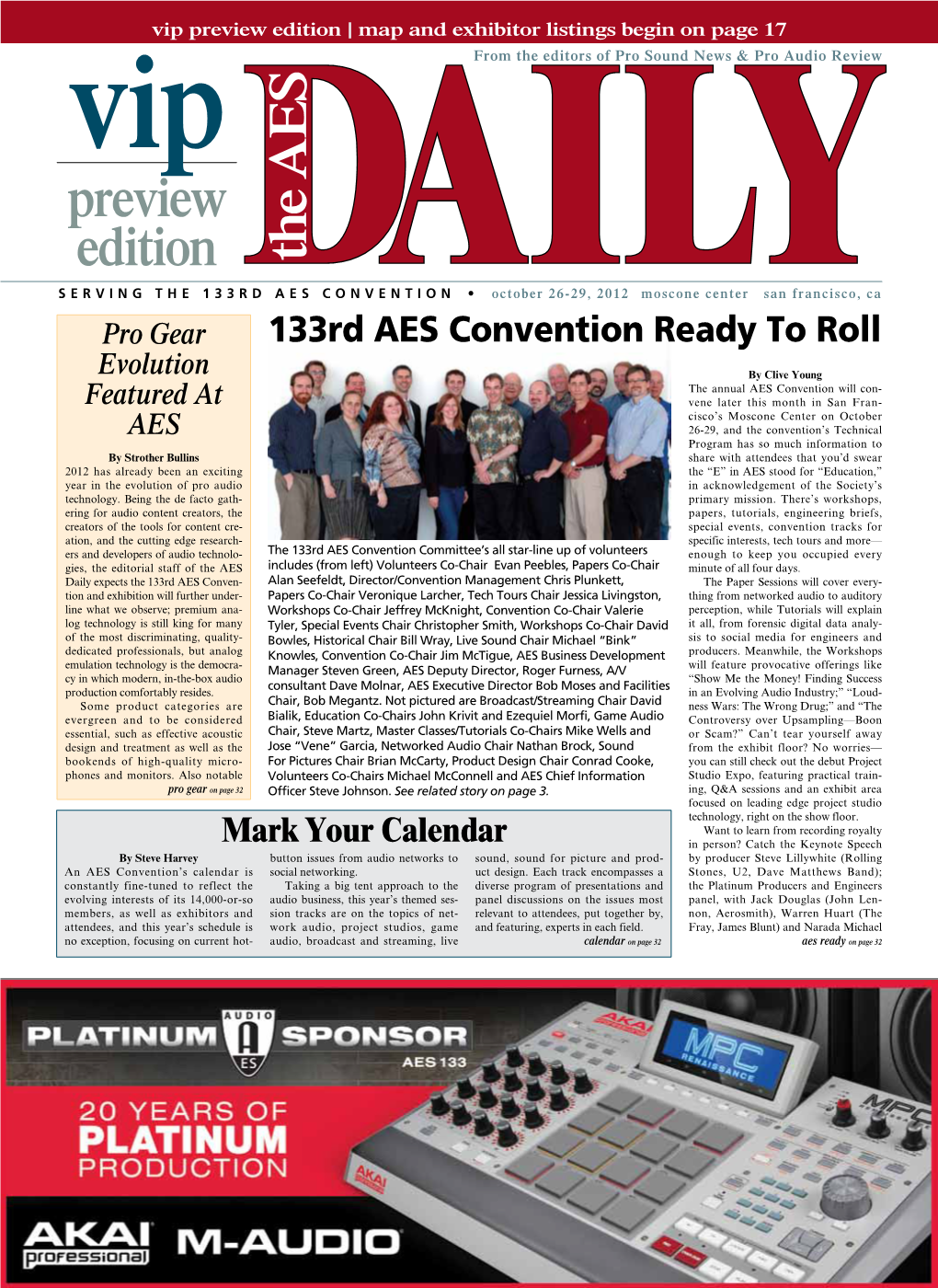 Preview Edition | Map and Exhibitor Listings Begin on Page 17 from the Editors of Pro Sound News & Pro Audio Review Vip Preview
