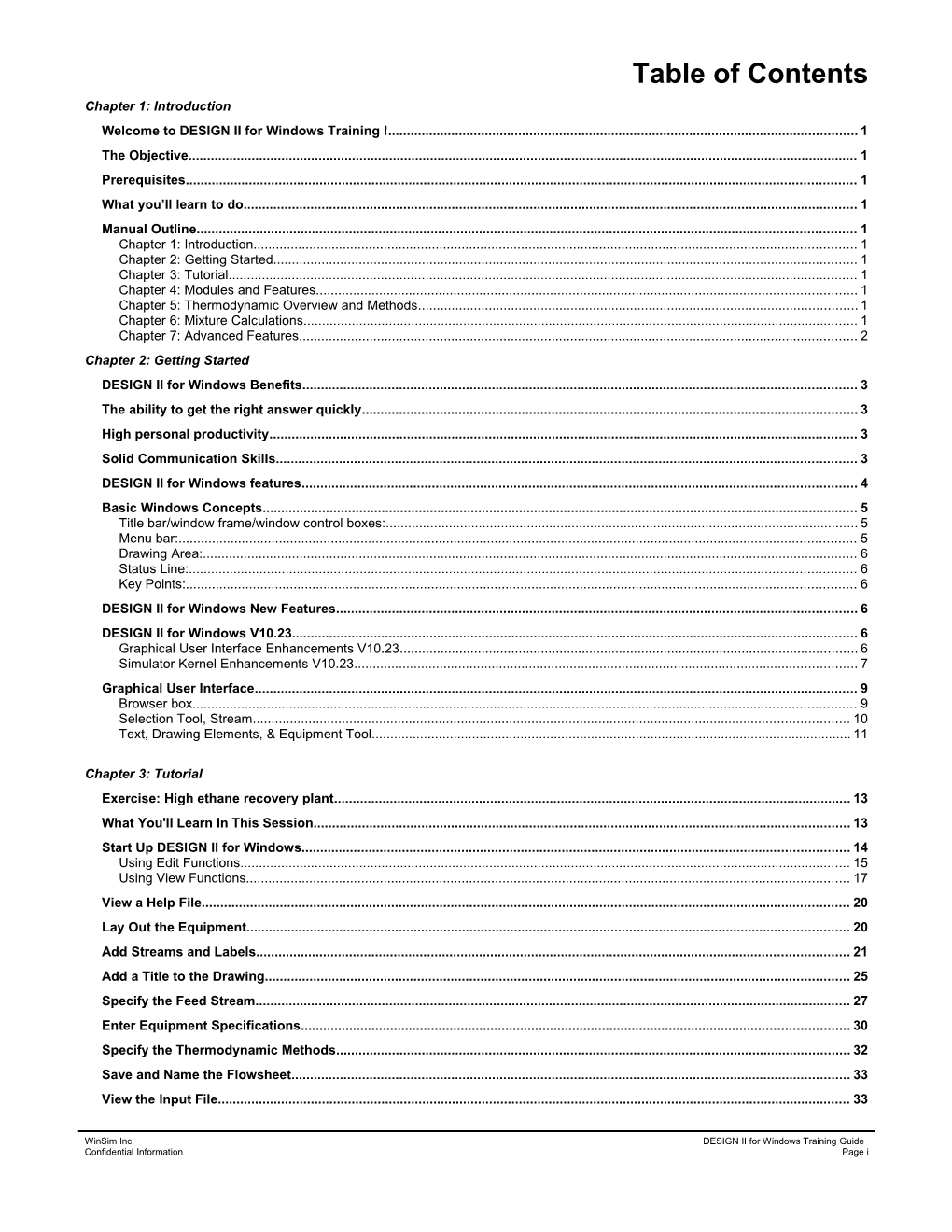 DESIGN II for Windows Training Document