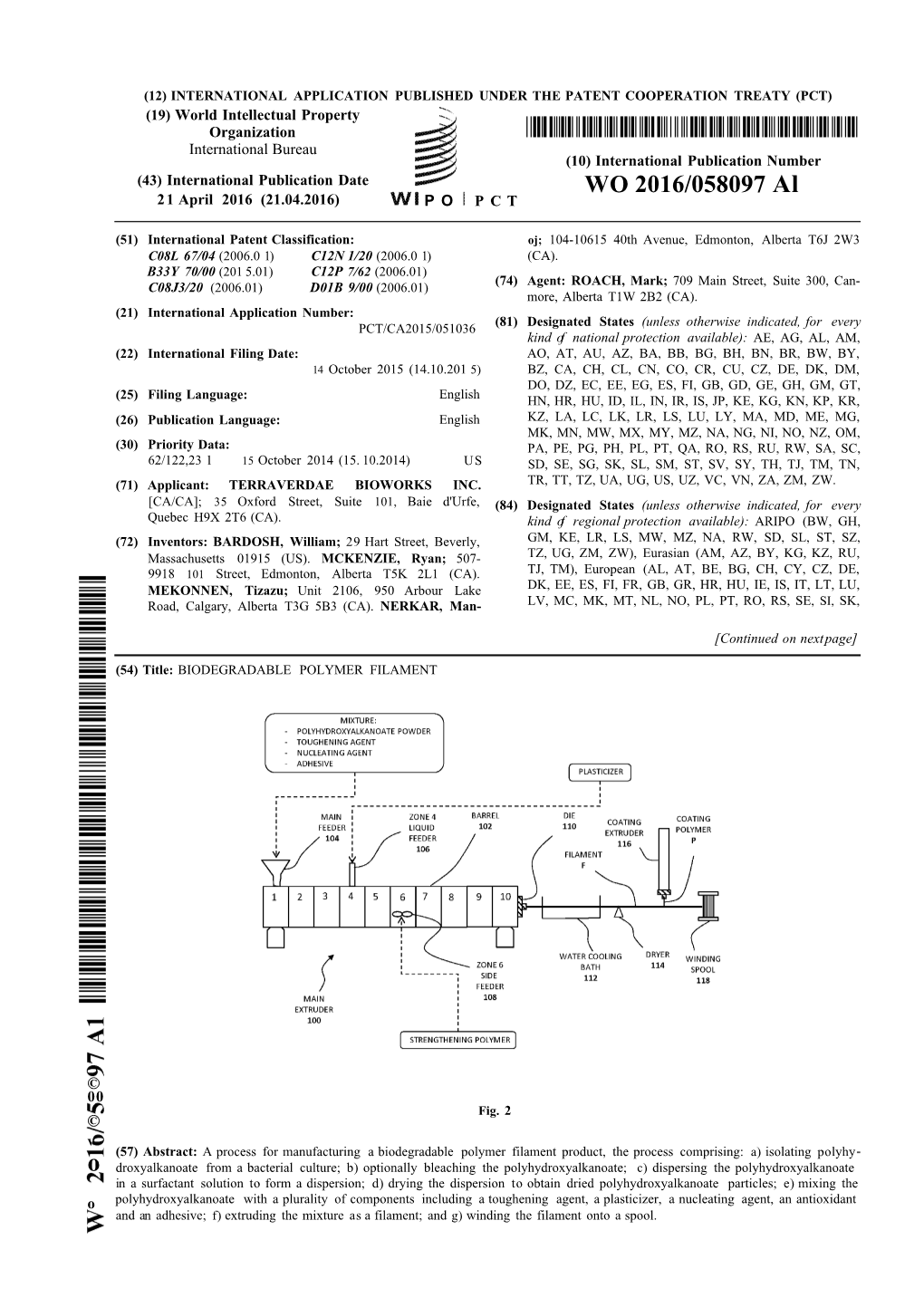 WO 2016/058097 Al 21 April 2016 (21.04.2016) P O P C T